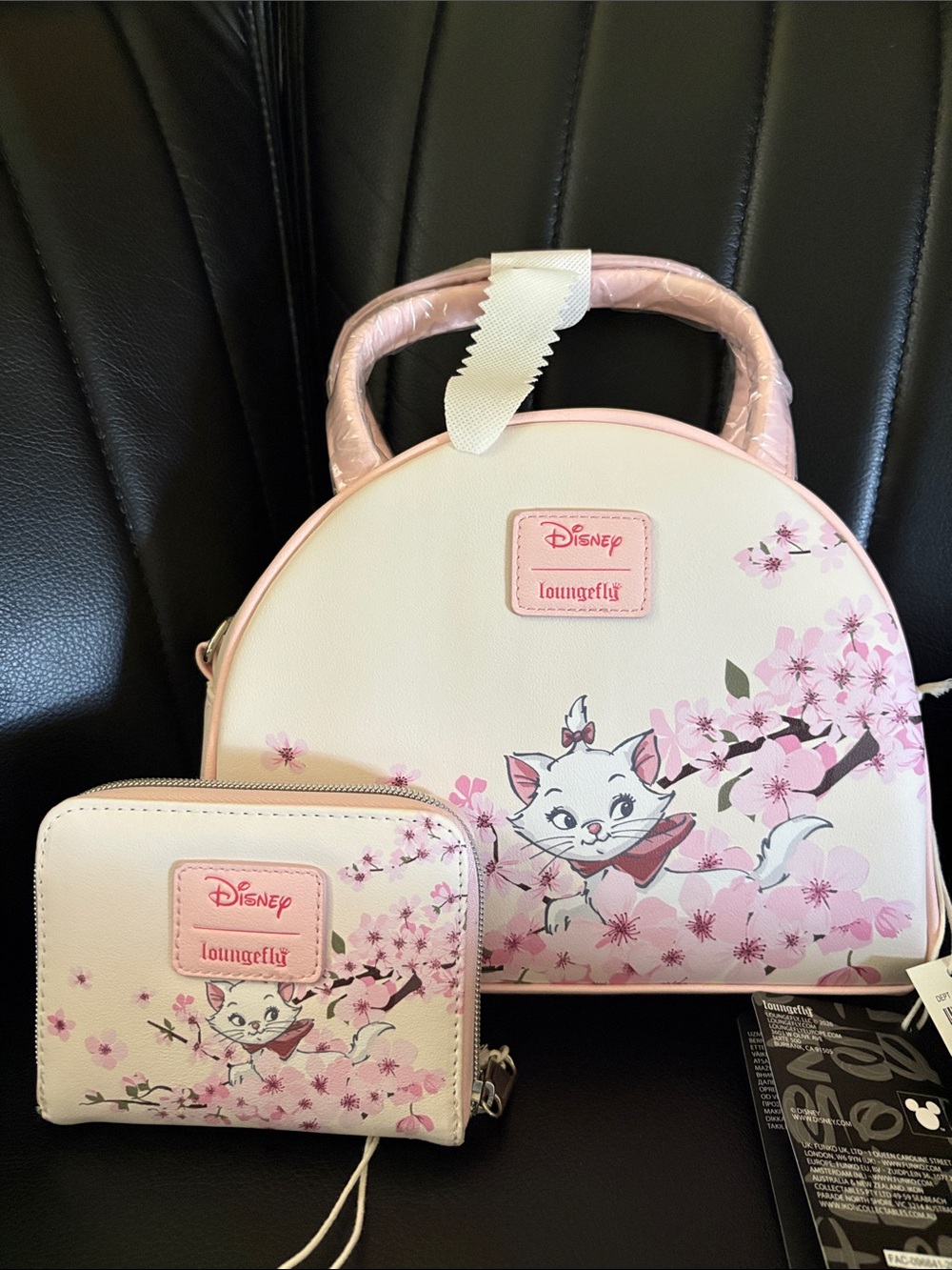 Loungefly Pink and Cream Marie Cherry Blossom Handbag & Wallet Set - Picture 1 of 3